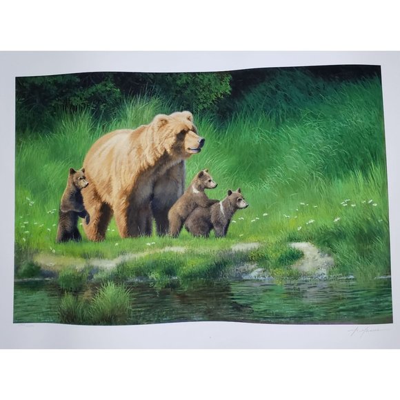 Pat McManus Grizzly Bear Mom Cubs Art Print Numbered Signed Limited Edition - Picture 2 of 6